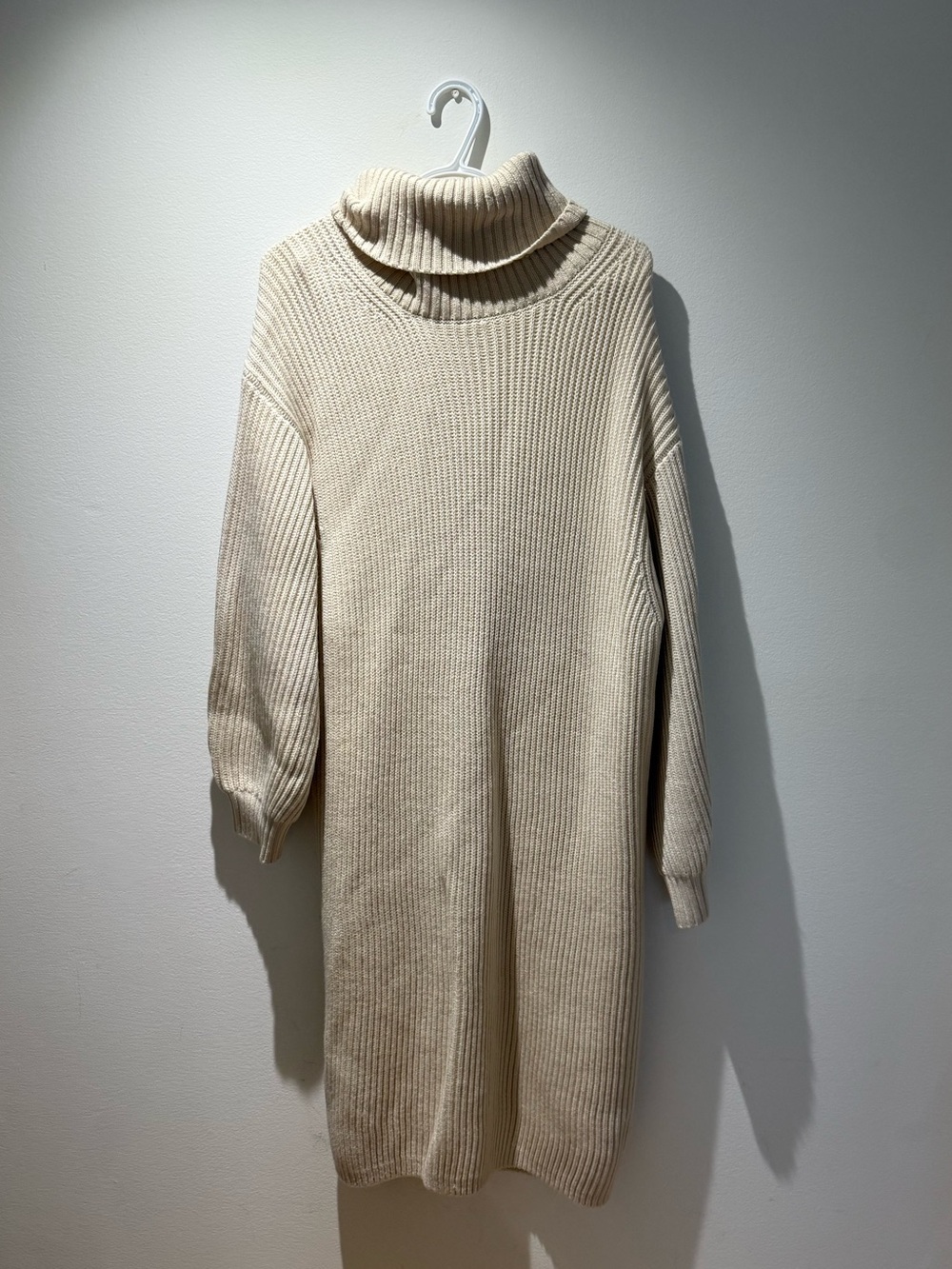Babaton Turtleneck Ribbed Knit Sweater Dress - Cream